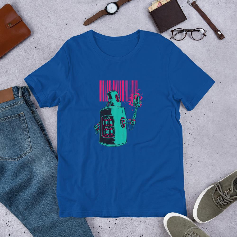 Robot Graffiti Half Sleeve T-Shirt — True Royal