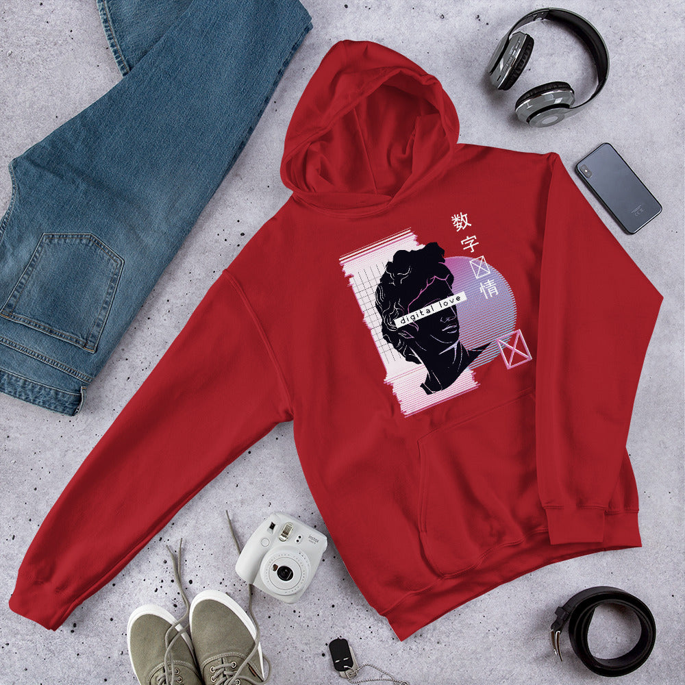 Vaporwave Digital Love Unisex Hooded Sweatshirt
