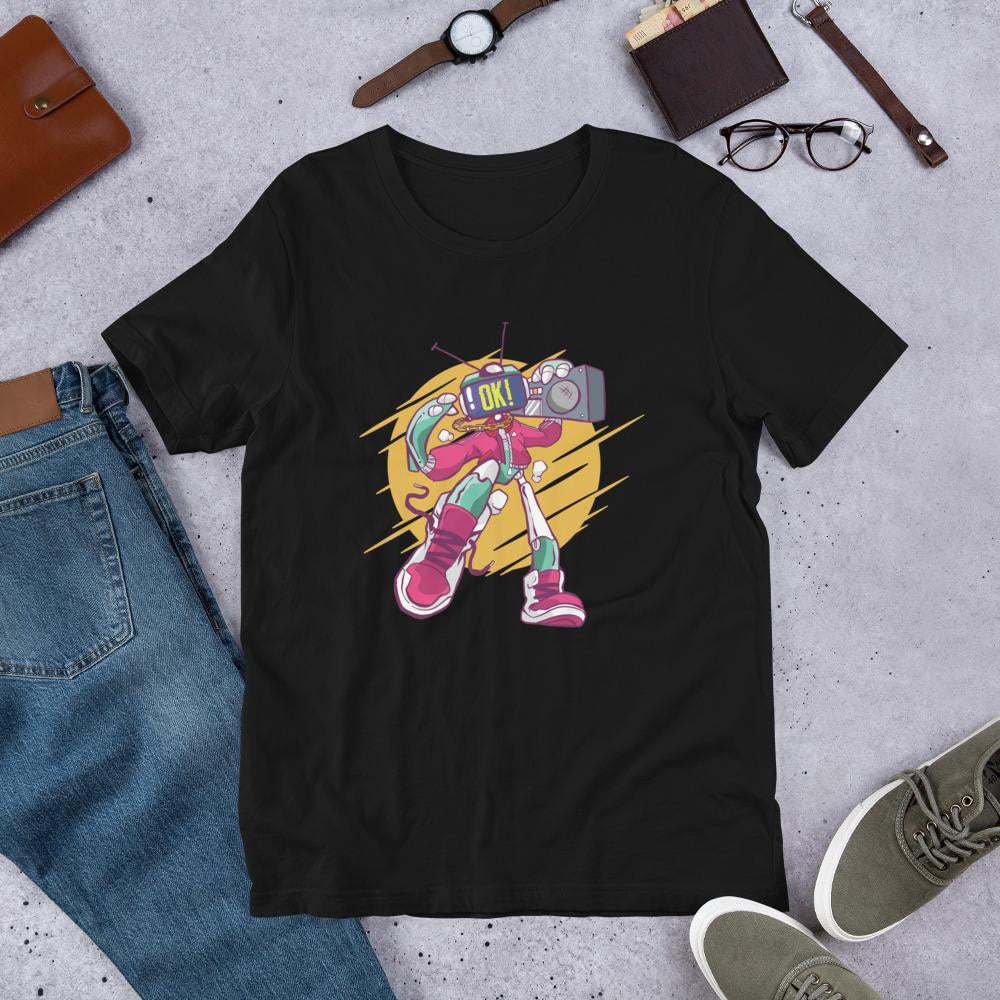 Robot Boombox robot tee front graphic – Fourth Dimension Club
