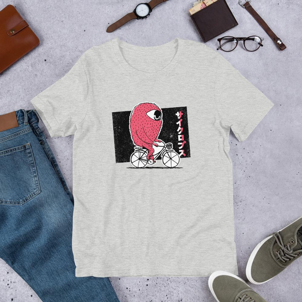 Cyclops Riding Bike Half Sleeve T-Shirt — Grey