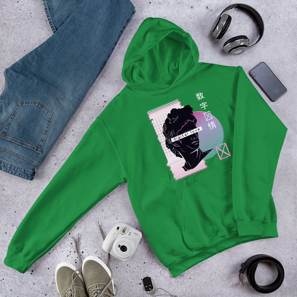 Vaporwave Digital Love Unisex Hooded Sweatshirt