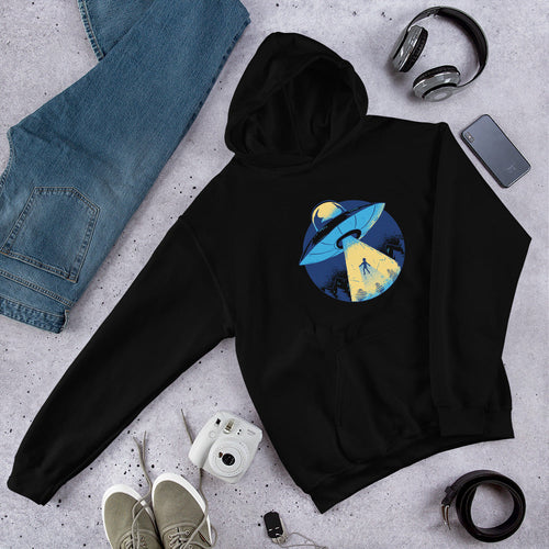 Alien Abduction Unisex Hooded Sweatshirt — Black