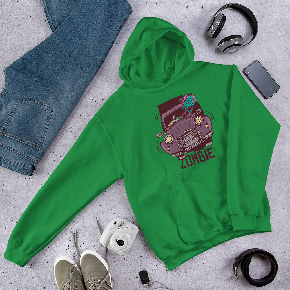 Zombie Driver Unisex Hooded Sweatshirt — Irish Green