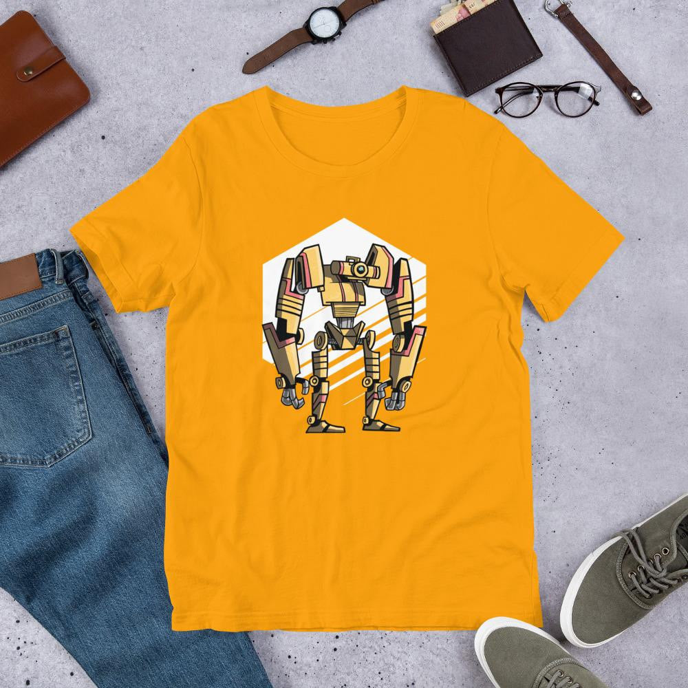 Robot One Half Sleeve T-Shirt — Gold