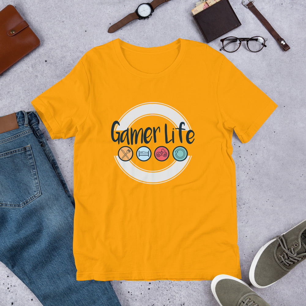 Gamer Life Half-Sleeve T-Shirt — Gold