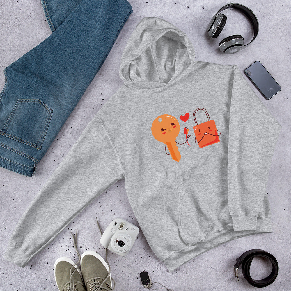 Key & Lock Love graphic hoodie – Fourth Dimension Club