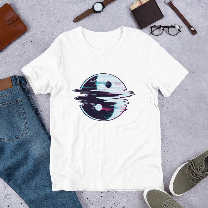 Yin Yang Glitch Unisex Half-Sleeve T-Shirt #Plus-sizes