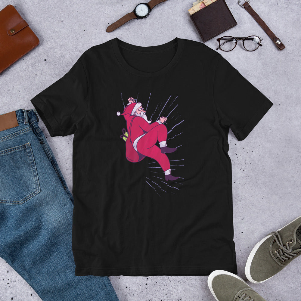 Santa Climbing Half-Sleeve T-Shirt — Black