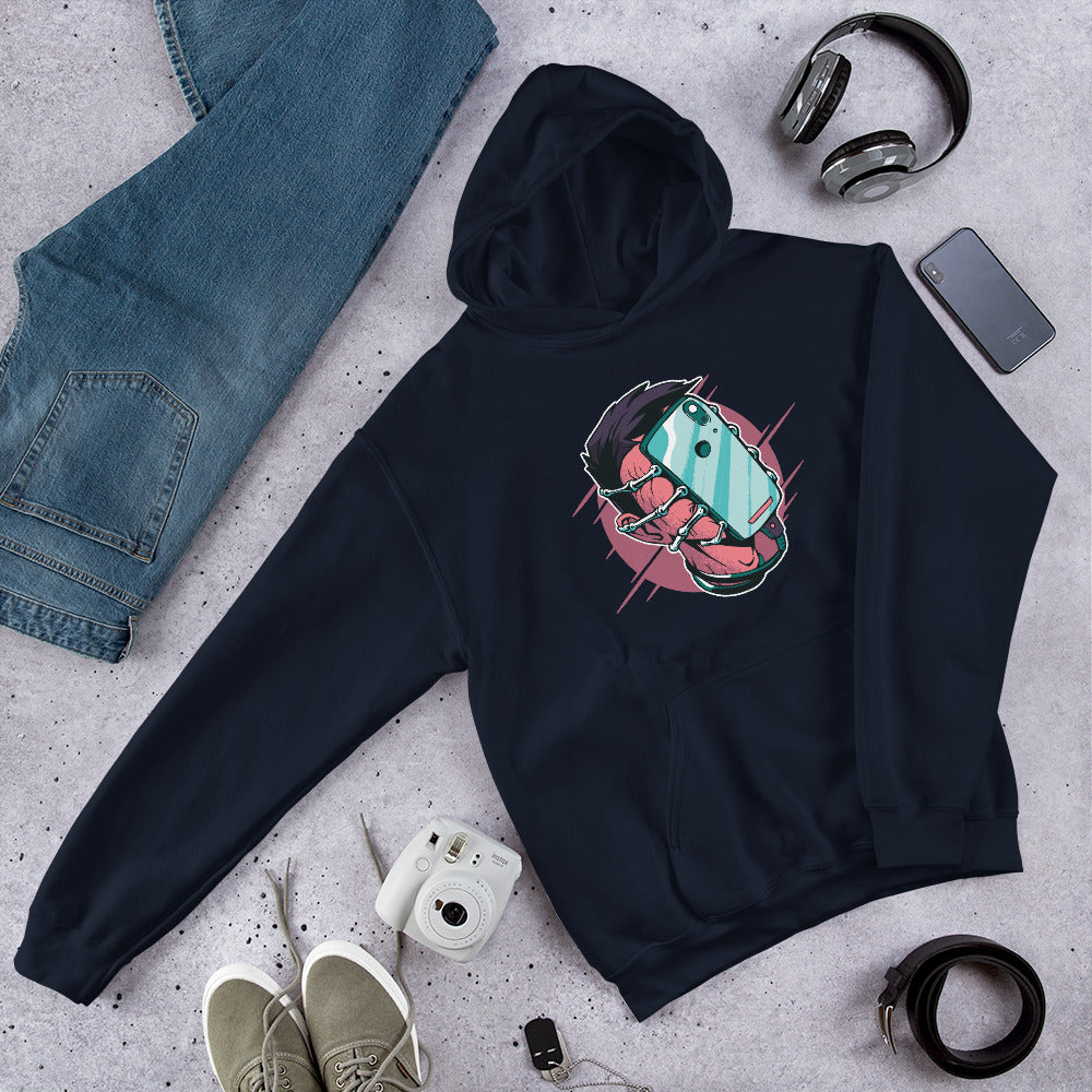 Face Hugger Phone Unisex Hooded Sweatshirt — Navy