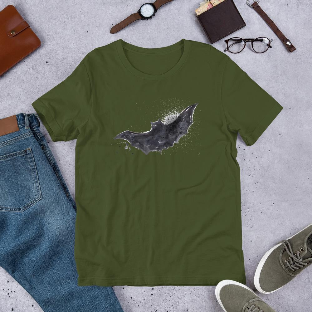 Bat Halloween Half-Sleeve T-Shirt — Olive