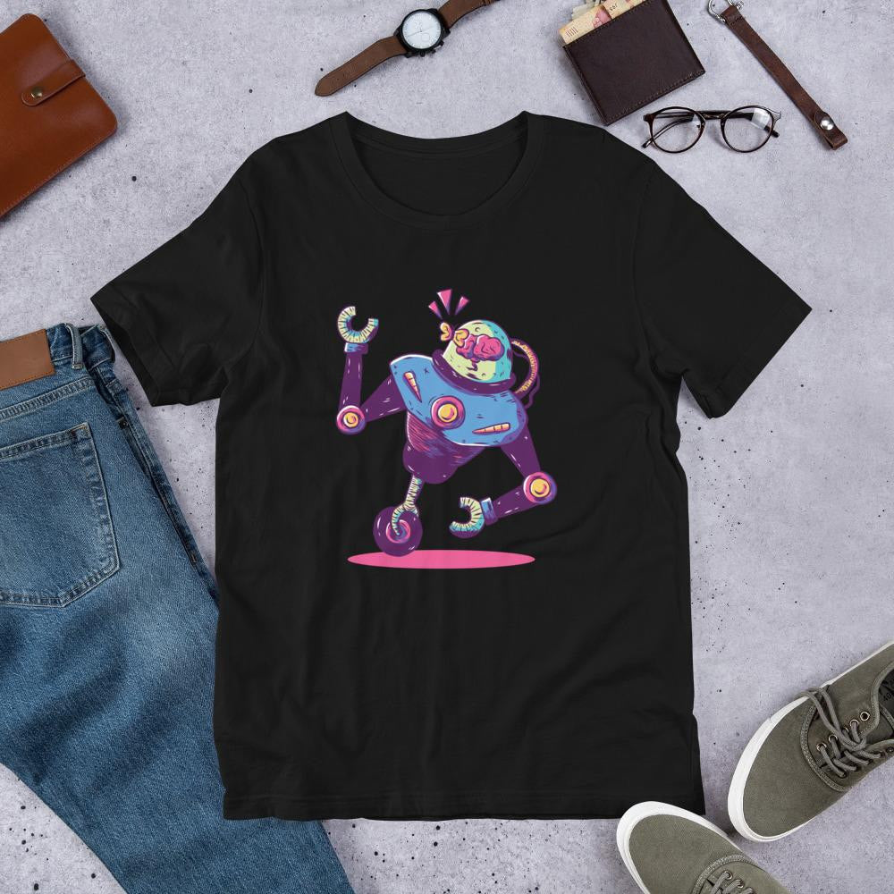 Mono Wheel Robot robot tee front graphic – Fourth Dimension Club