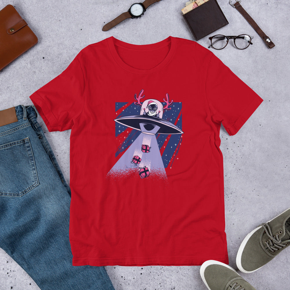 Alien Santa Half-Sleeve T-Shirt — Red