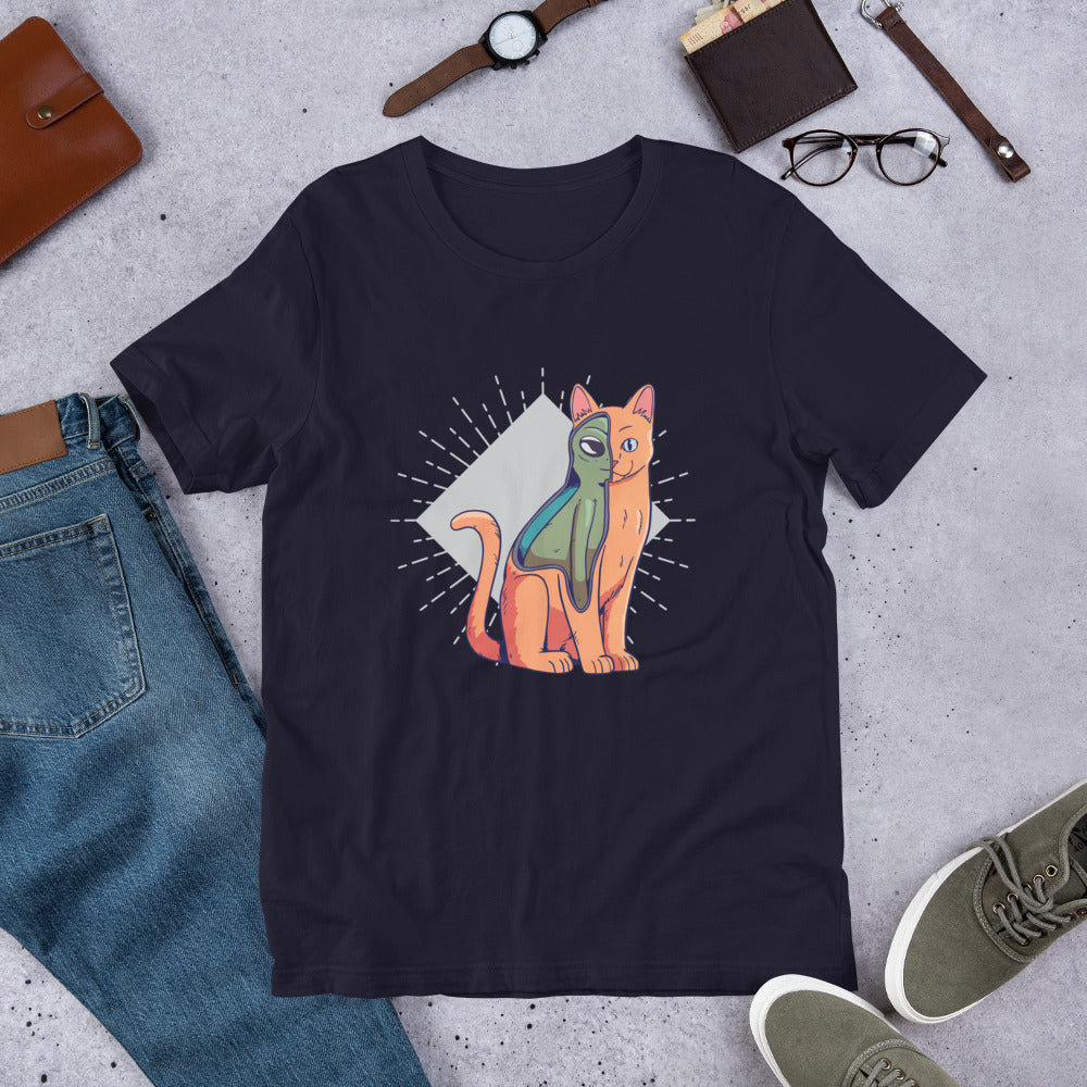 Alien Cat Costume Half-Sleeve T-Shirt — Navy