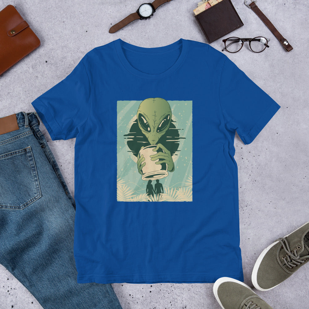 Alien Humans Abstract Half-Sleeve T-Shirt — True Royal