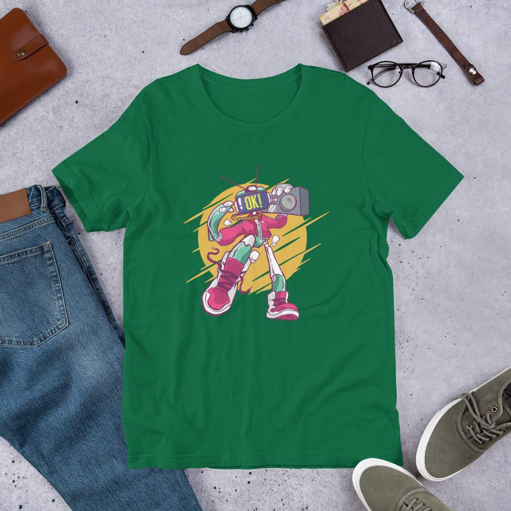 Robot Boombox Half Sleeve T-Shirt — Kelly