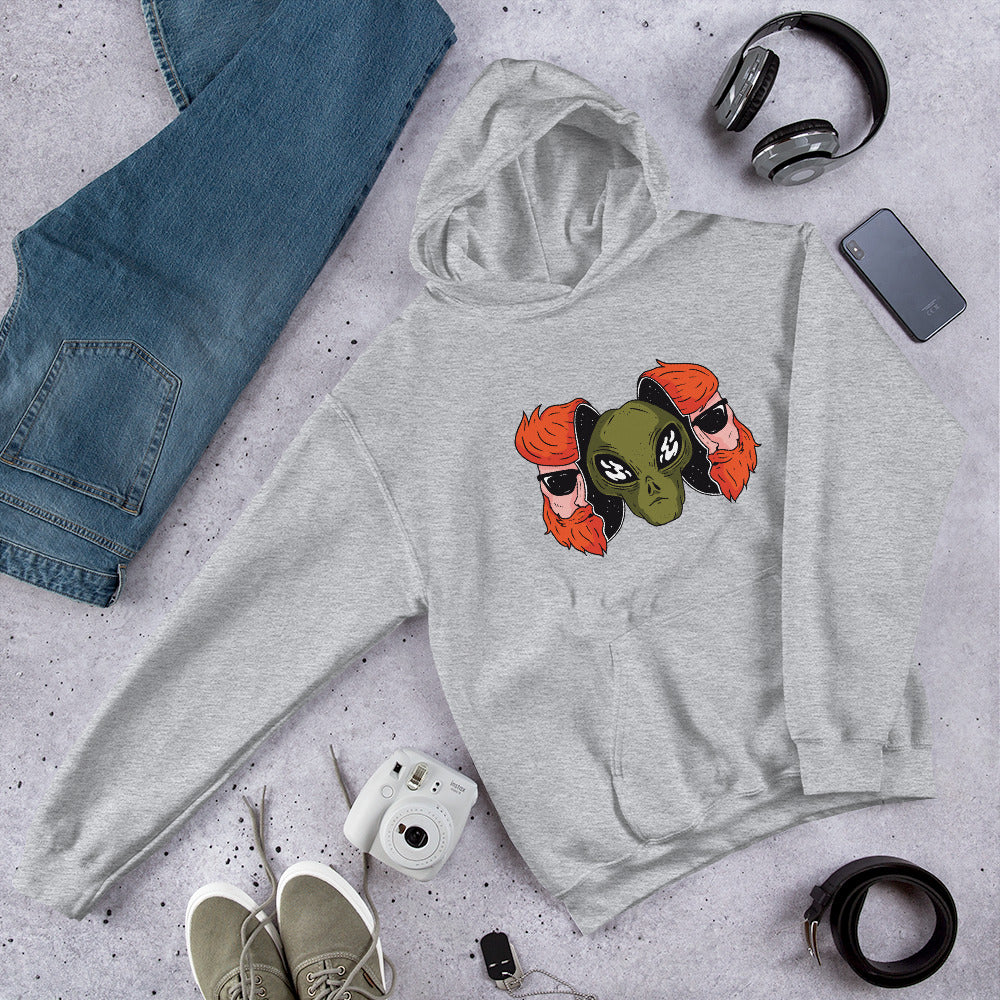 Alien Hipster Unisex Hooded Sweatshirt — Sport Grey
