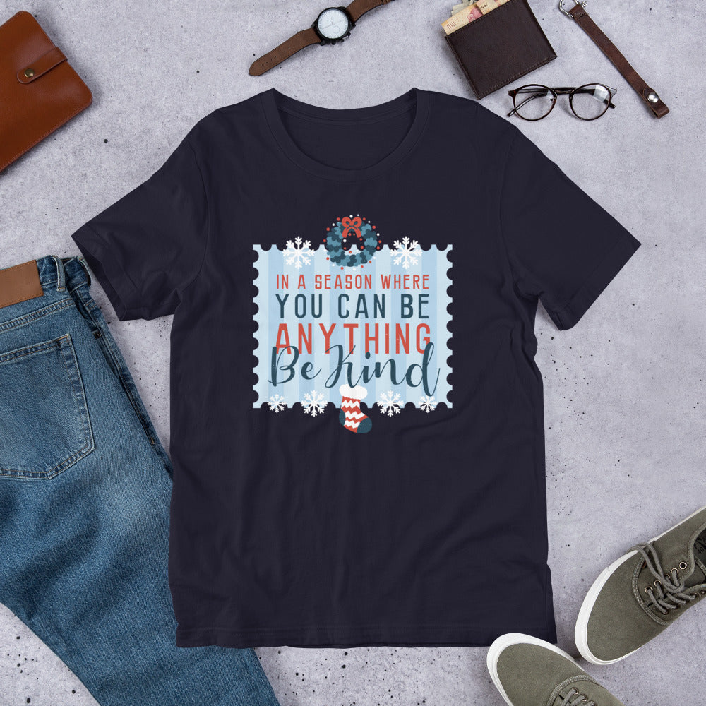 Be Kind Christmas Half-Sleeve T-Shirt — Navy