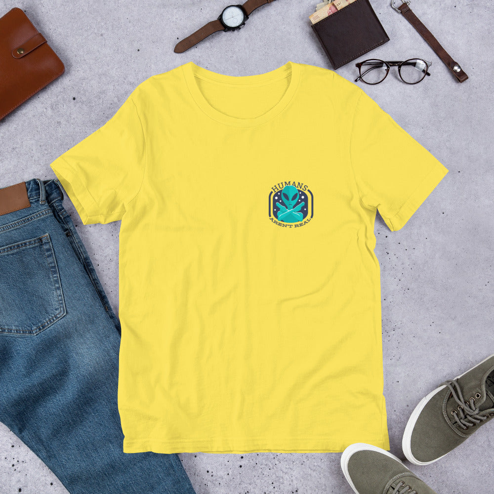 Humans Aren't Real Half-Sleeve Unisex T-Shirt — Yellow