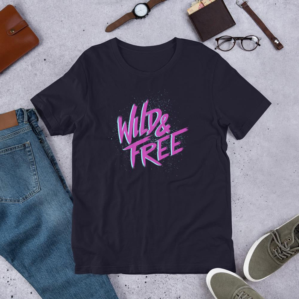 Wild & Free Half-Sleeve T-Shirt — Navy