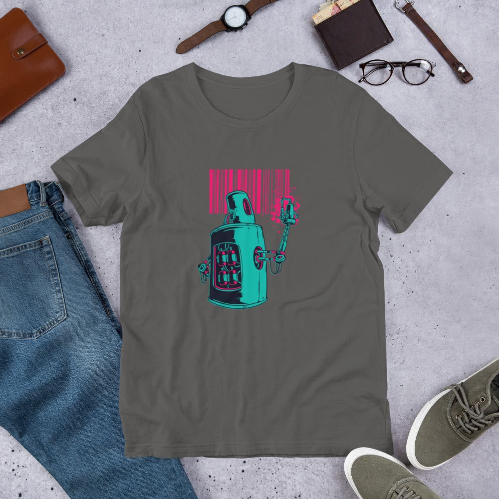 Robot Graffiti Half Sleeve T-Shirt