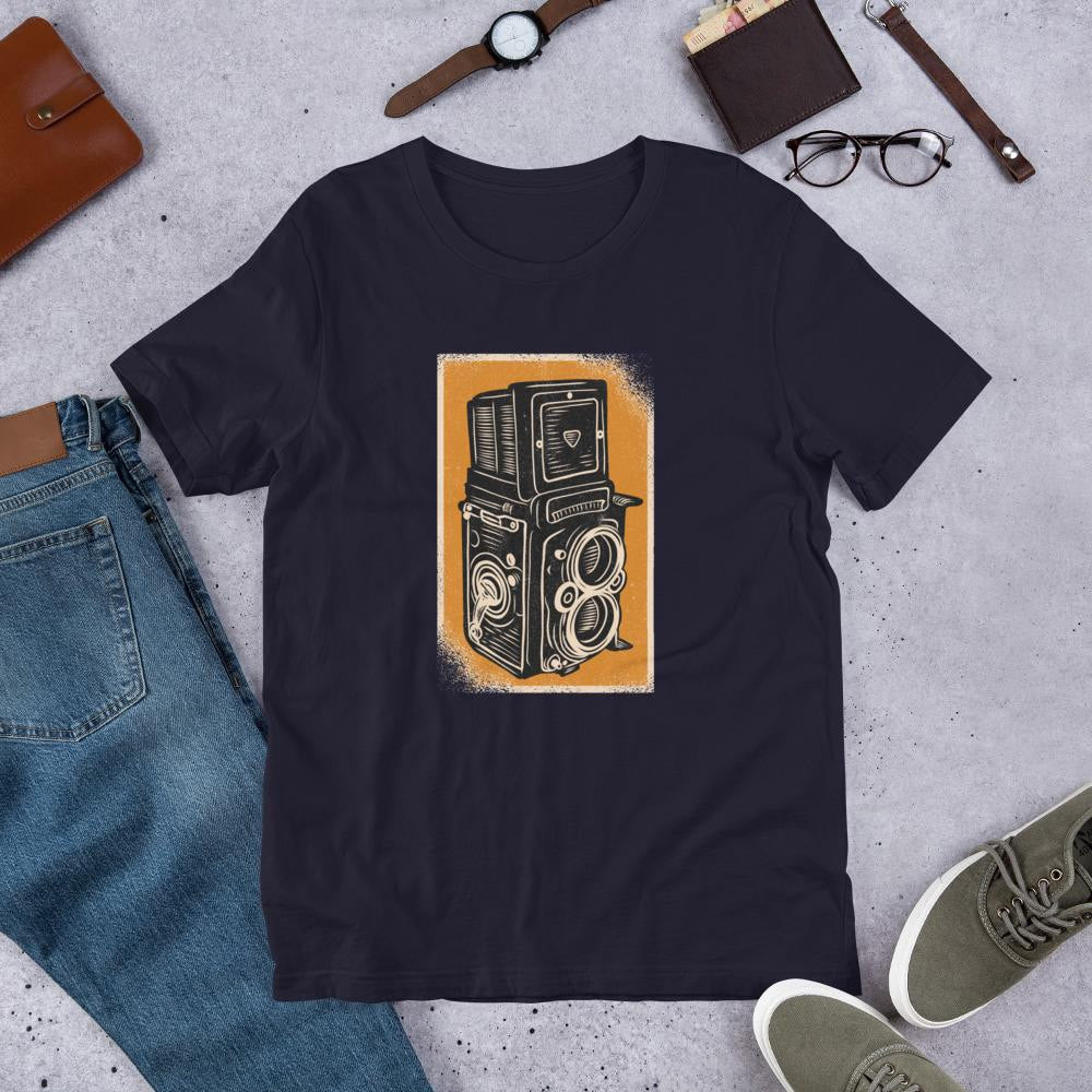 Vintage Rolleiflex Camera Half Sleeve T-Shirt — Navy