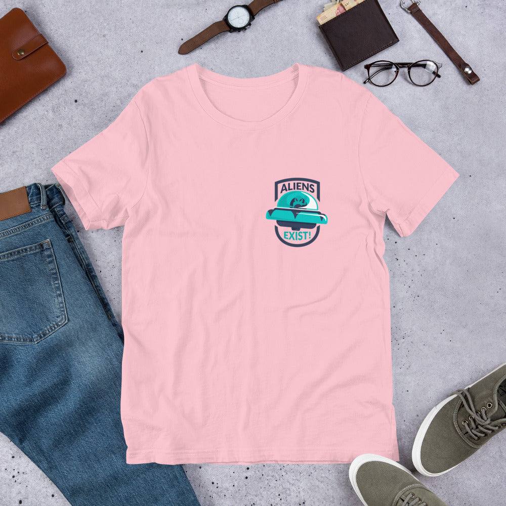 Alien Exist Half-Sleeve Unisex T-Shirt — Pink