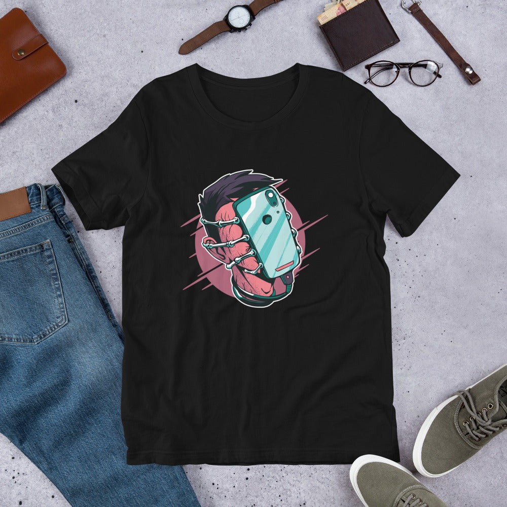 Face Hugger Phone graphic tee front view – Fourth Dimension Club