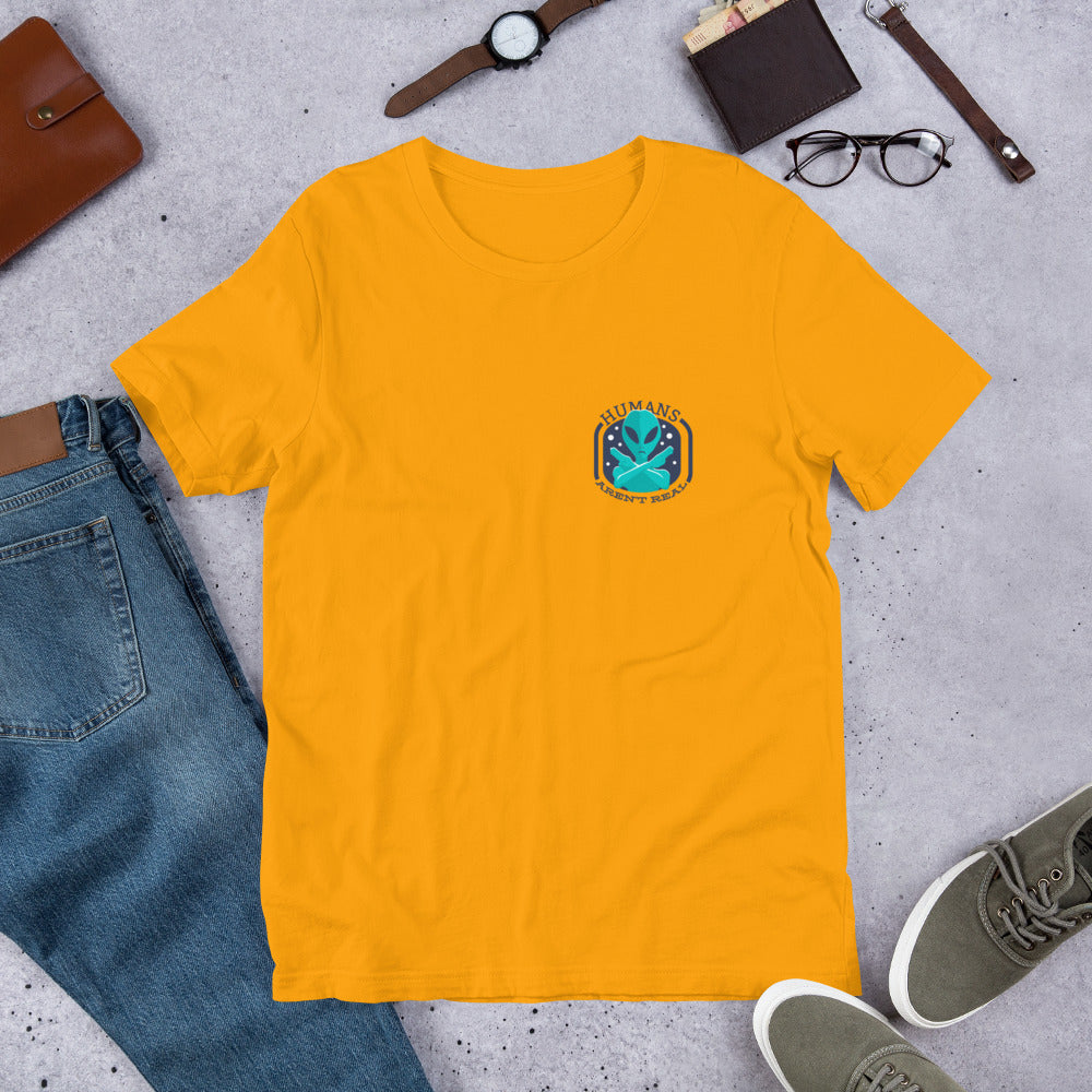 Humans Aren't Real Half-Sleeve Unisex T-Shirt — Gold