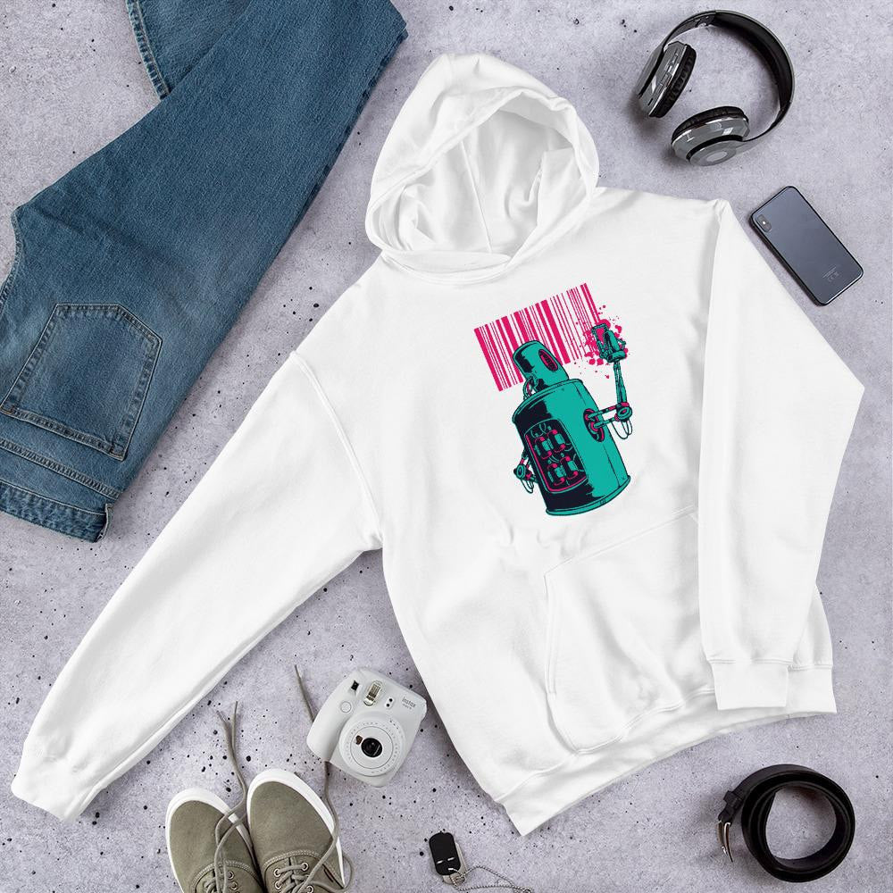 Robot Graffiti robot hoodie front graphic – Fourth Dimension Club