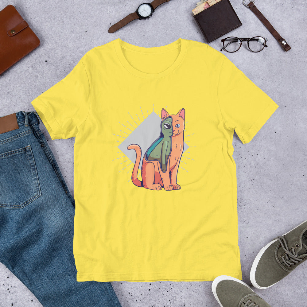 Alien Cat Costume Half-Sleeve T-Shirt — Yellow