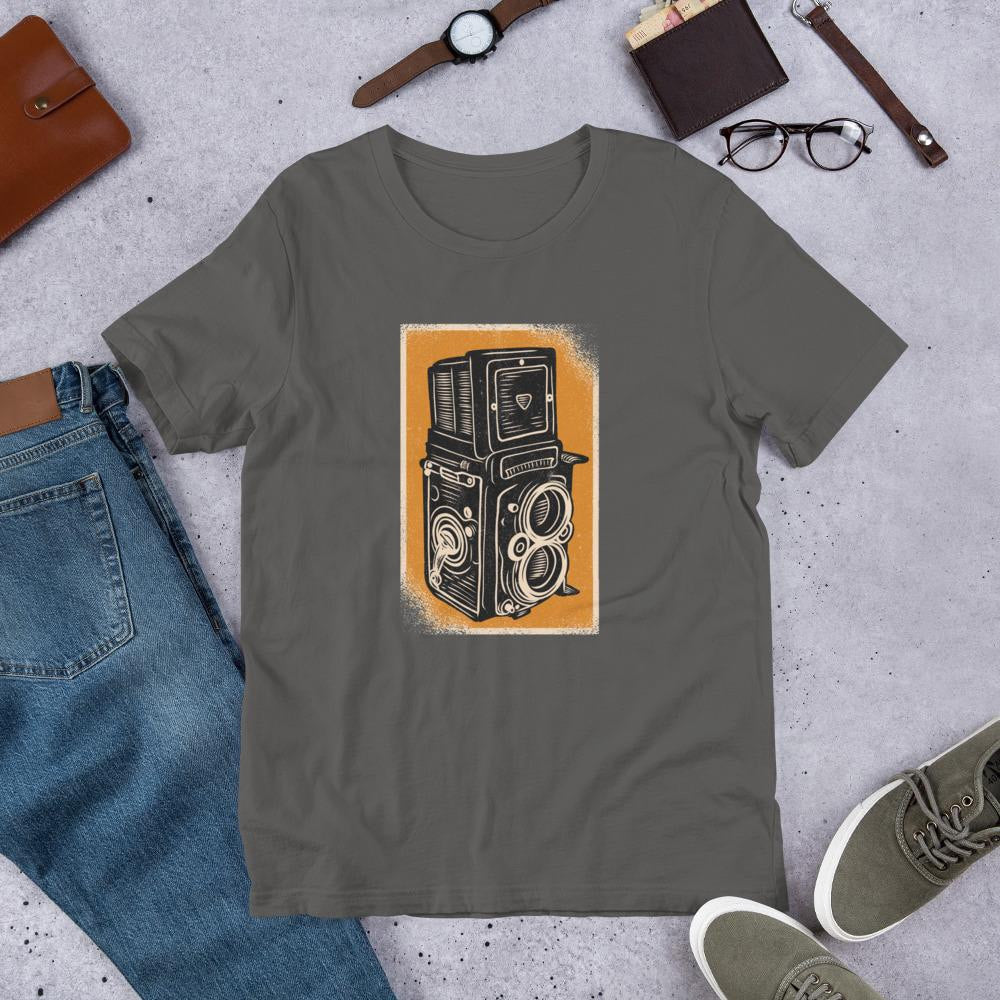Vintage Rolleiflex Camera Half Sleeve T-Shirt — Charcoal