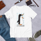 Penguin Unicorn Half-Sleeve T-Shirt — White