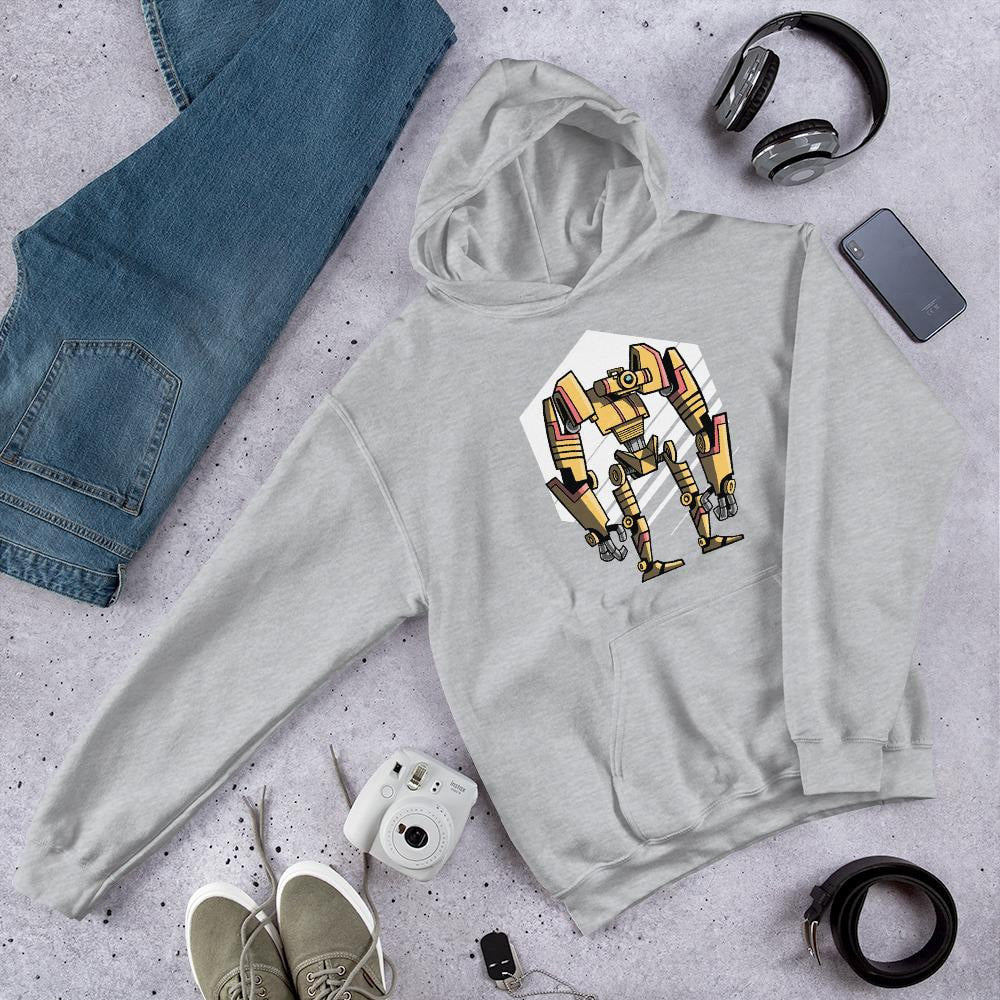 Robot One Unisex Hooded Sweatshirt — Sport Grey