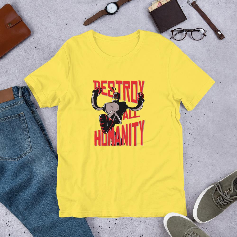Destroy Humanity Half Sleeve T-Shirt — Yellow
