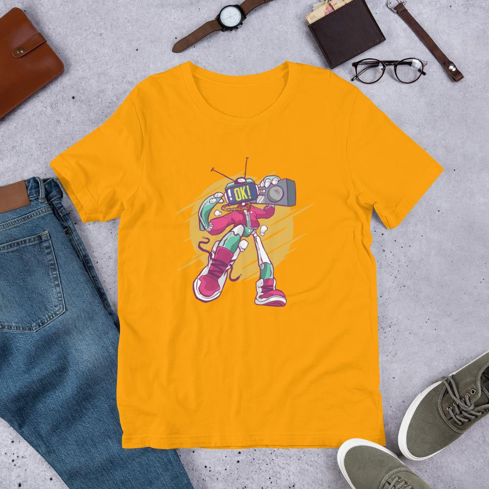 Robot Boombox Half Sleeve T-Shirt — Gold