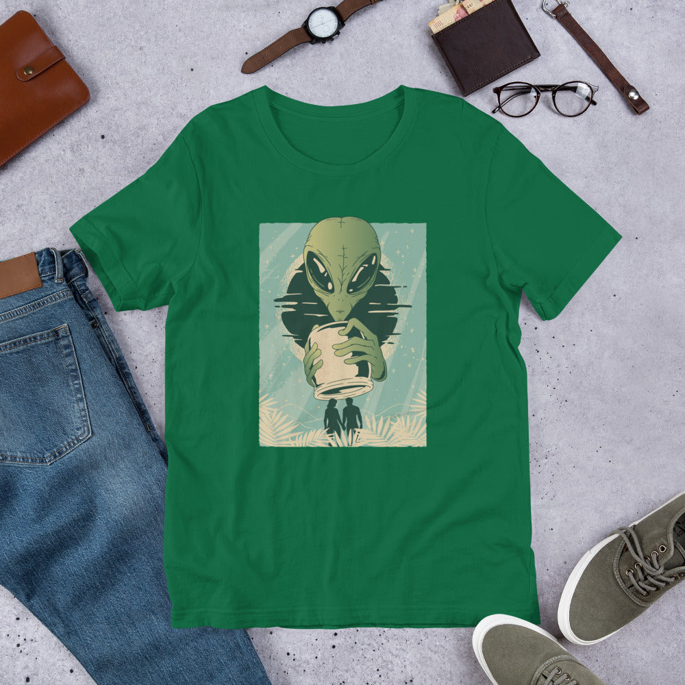 Alien Humans Abstract Half-Sleeve T-Shirt — Kelly