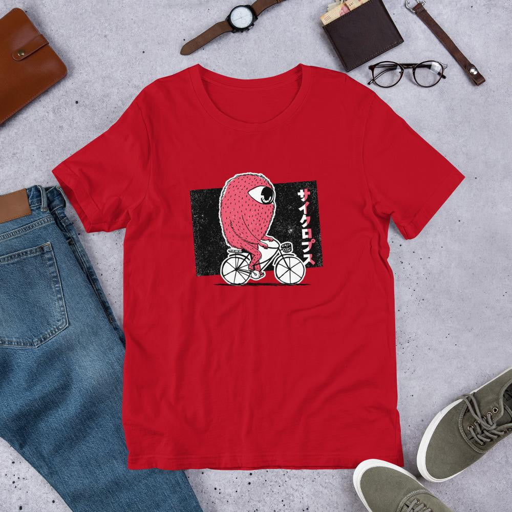 Cyclops Riding Bike Half Sleeve T-Shirt — Red
