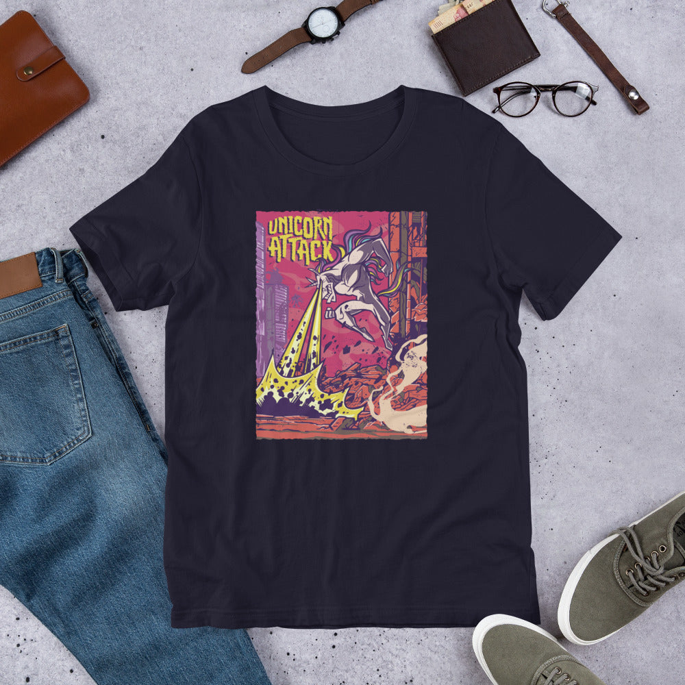 Unicorn Attack Half-Sleeve T-Shirt — Navy