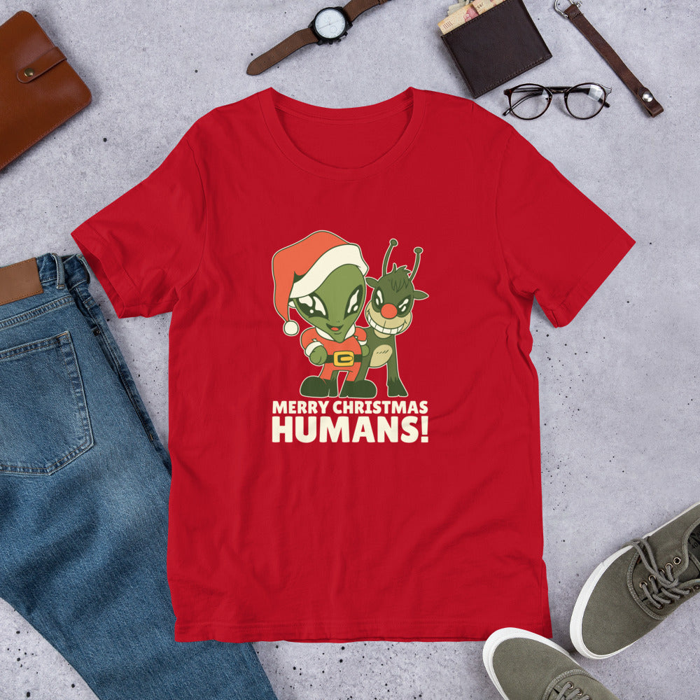 Alien Christmas Half-Sleeve T-Shirt — Red