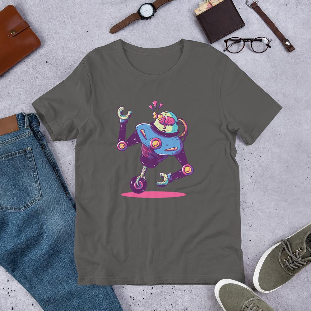 Mono Wheel Robot Half Sleeve T-Shirt — Asphalt