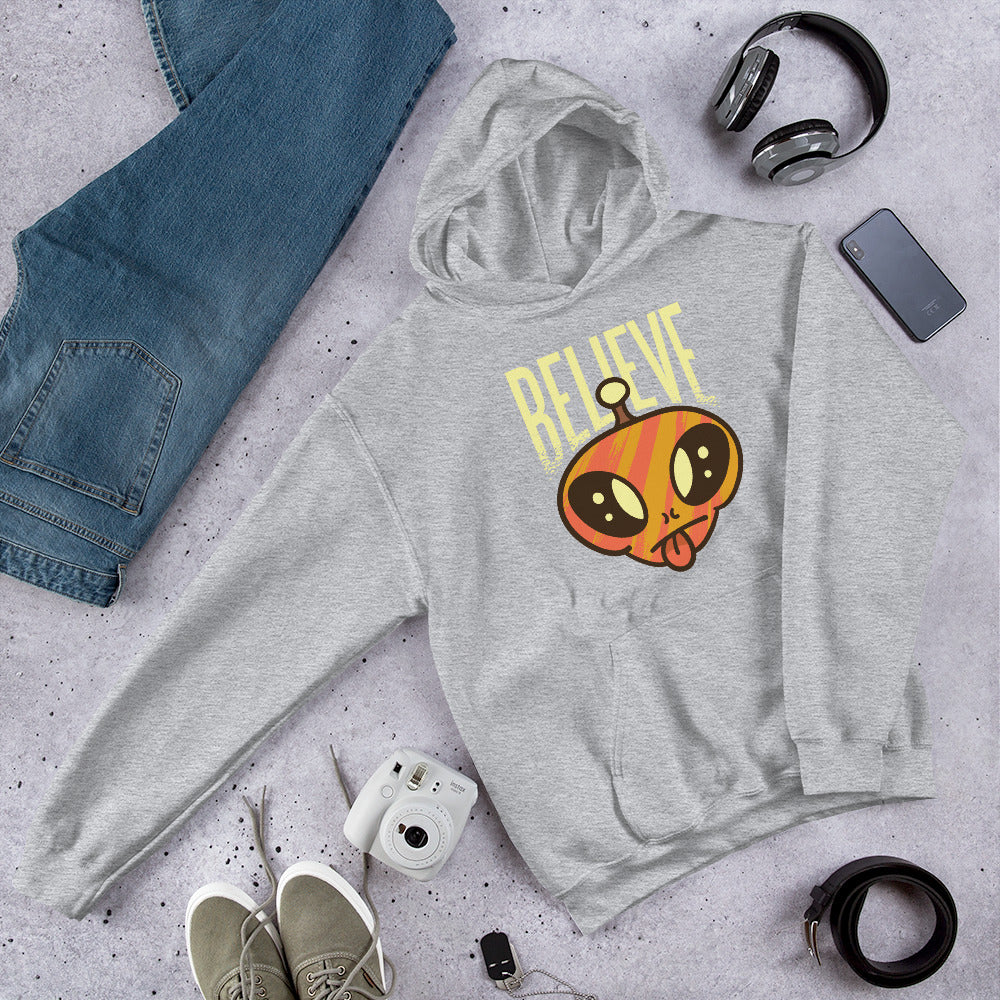Believe Alien Unisex Hooded Sweatshirt — Sport Grey