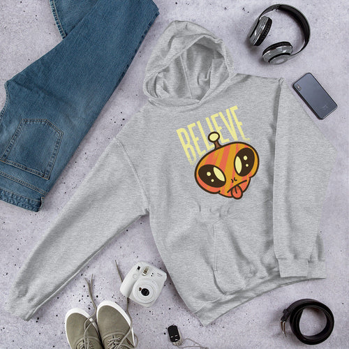 Believe Alien Unisex Hooded Sweatshirt — Sport Grey