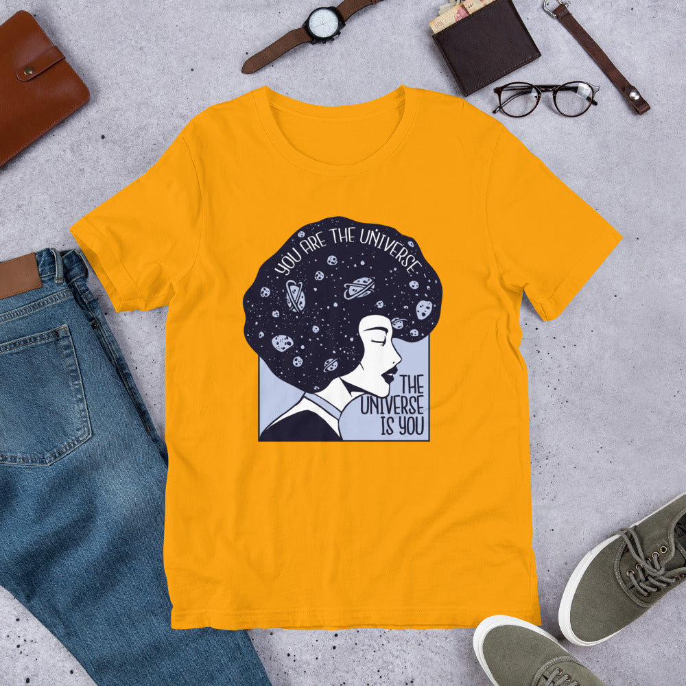 Universe Girl Half-Sleeve T-Shirt — Gold
