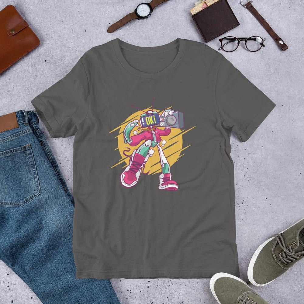 Robot Boombox Half Sleeve T-Shirt — Asphalt