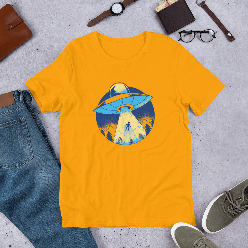 Alien Abduction Half-Sleeve T-Shirt — Gold