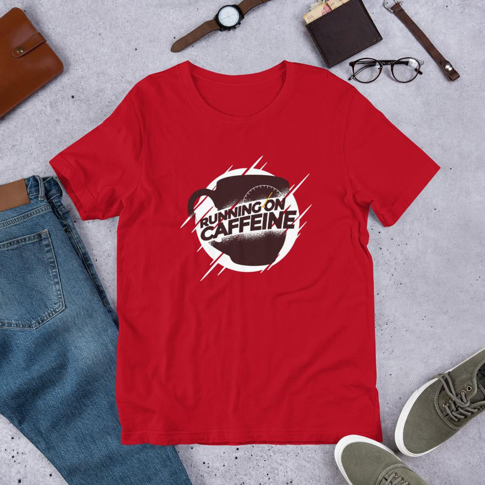 Running On Caffeine Half Sleeve T-Shirt — Red