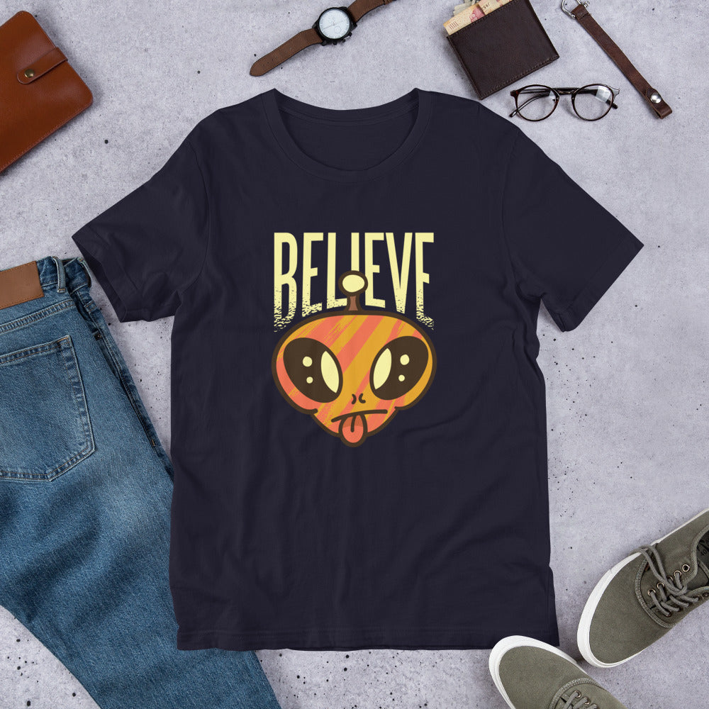 Believe Alien Half-Sleeve T-Shirt — Navy