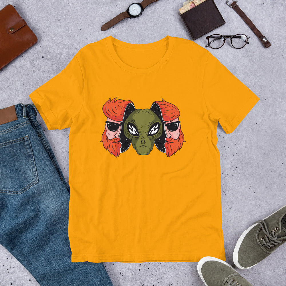 Alien Hipster Half-Sleeve T-Shirt — Gold