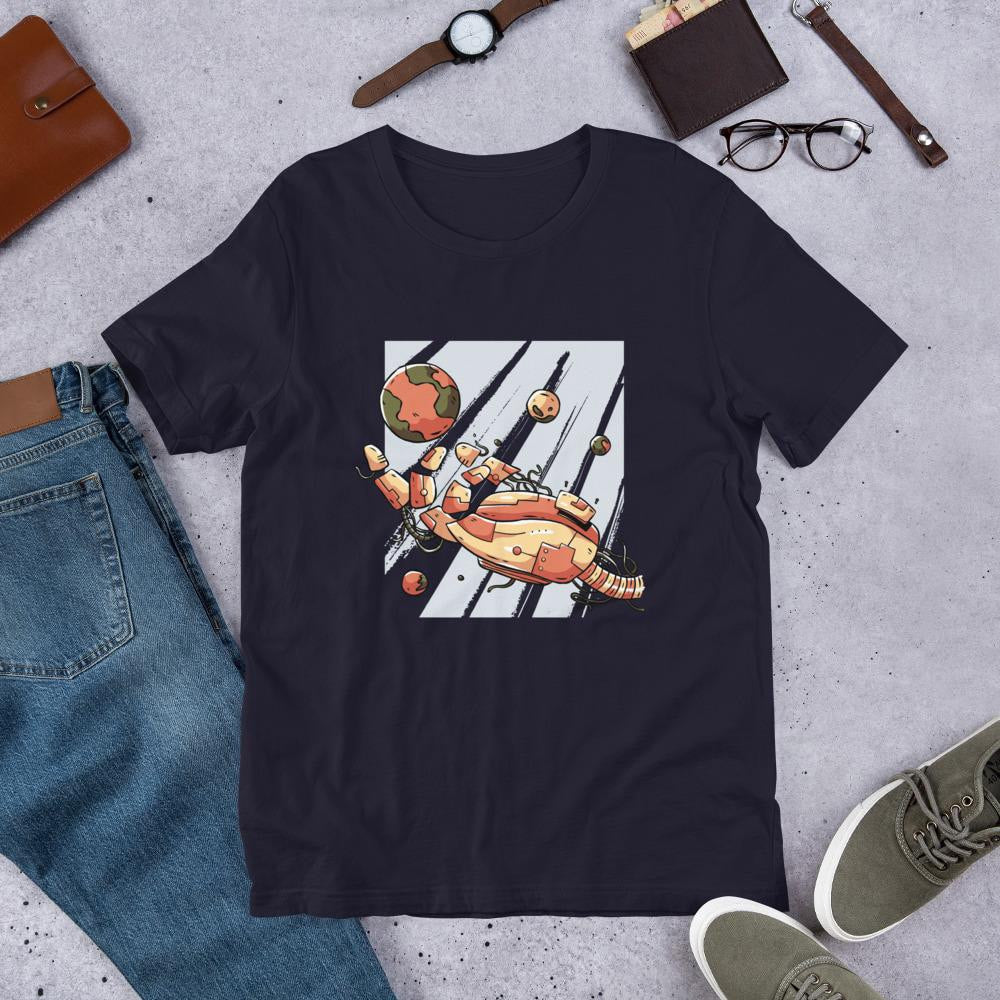 Robotic Hand Half Sleeve T-Shirt — Navy