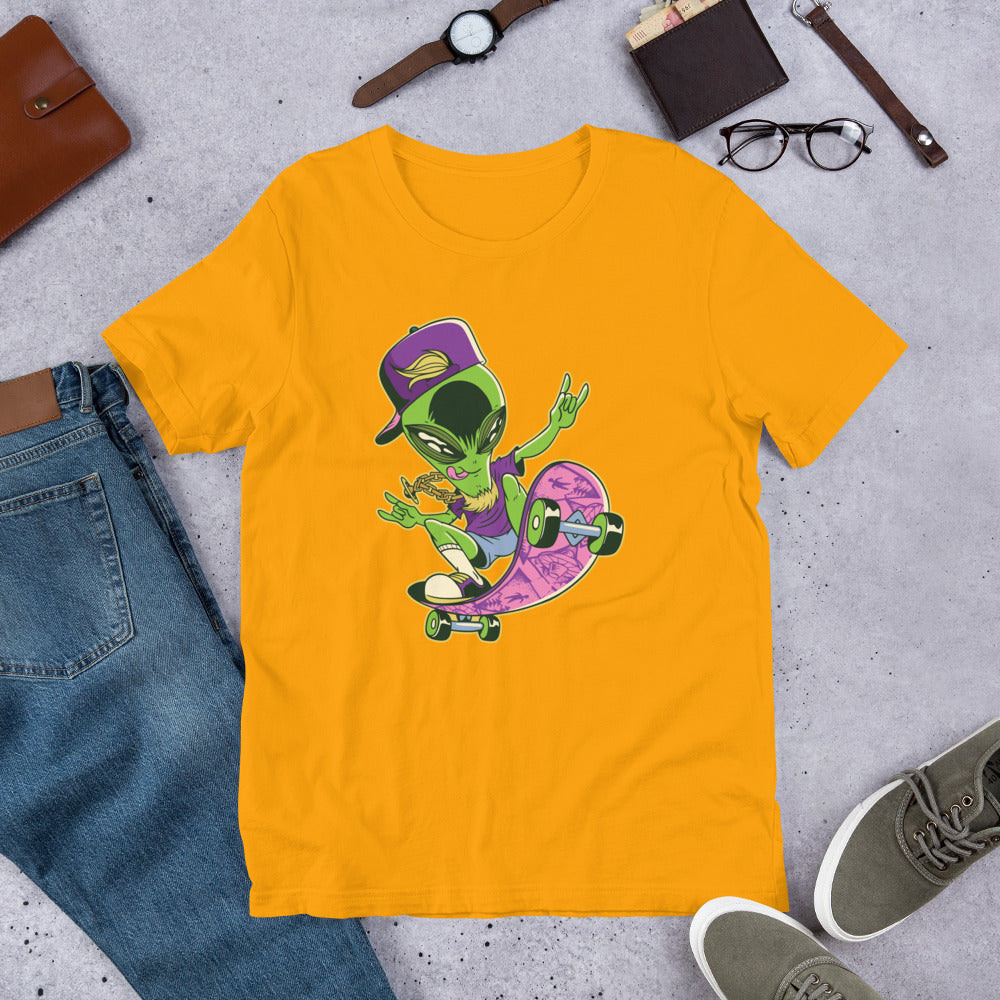 Alien Skater Half-Sleeve T-Shirt — Gold